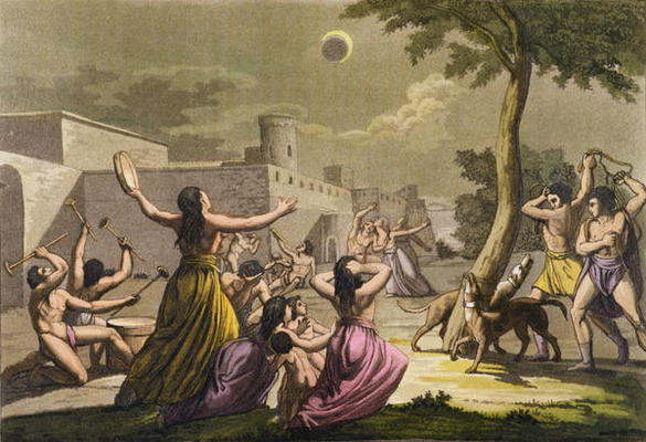 Terror of the Peruvians during an eclipse of the moon, from 'Le Costume Ancien et Moderne', Volume I von Gallo Gallina