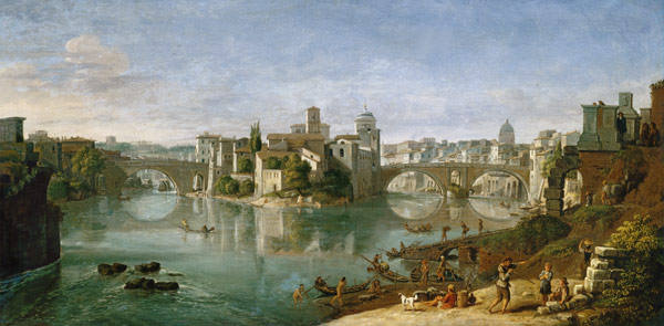 Die Tiber-Insel in Rom von Gaspar Adriaens van Wittel