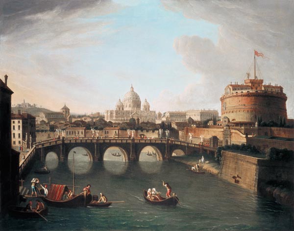 A View of Rome with the Bridge and Castel St. Angelo by the Tiber von Gaspar Adriaens van Wittel
