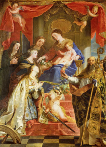 Maria mit dem Kind und den hll. MariaMagdalena, Cäcilia,Dorothea,Katharina von Gaspard de Crayer