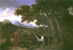 Landschaft mit einem den Tieren predigenden Eremiten um 1637/38