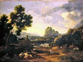 Landscape with hunter and dogs