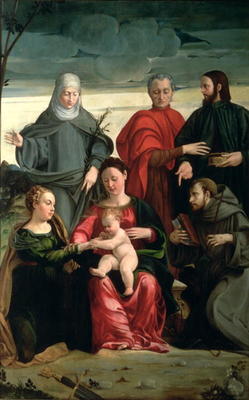 The Mystic Marriage of St. Catherine with St. Francis, St. Clare, St. Cosmas and St. Damian von Gaspare Pagani