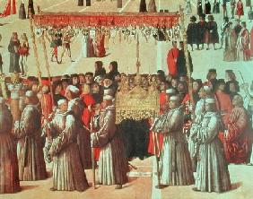 Procession in the St. Mark's Square, detail of the Basilica 1496