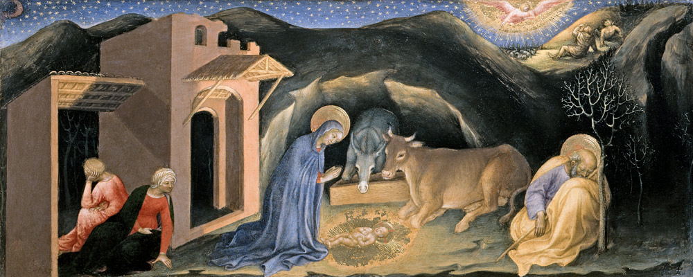 Adoration of the Magi Altarpiece; left hand predella panel depicting the Nativity von Gentile da Fabriano