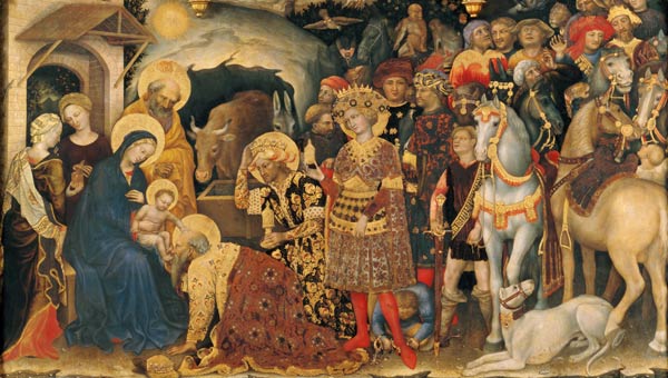 Adoration of the Magi (altarpiece) (detail of 29414) von Gentile da Fabriano