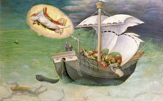 St. Nicholas Saves a Ship from Wreckage, predella panel from the Quaratesi Altarpiece von Gentile da Fabriano