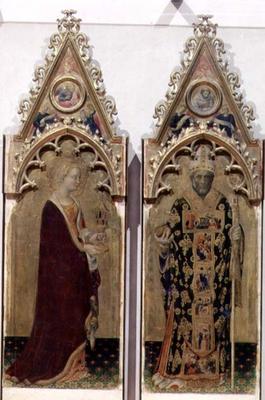 Two saints from the Quaratesi Polyptych: St. Mary Magdalen and St. Nicholas 1425 (tempera on panel) 20th