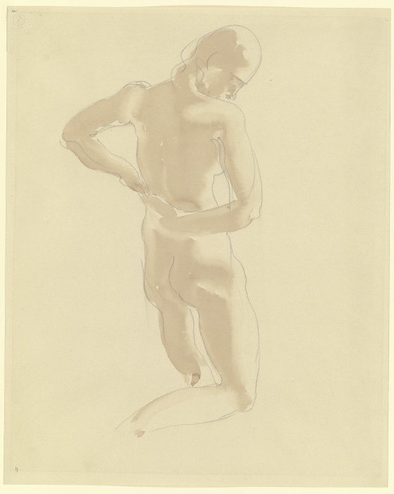 Weiblicher Akt, kniend, von hinten, die Arme hinter den Rücken gelegt von Georg Kolbe