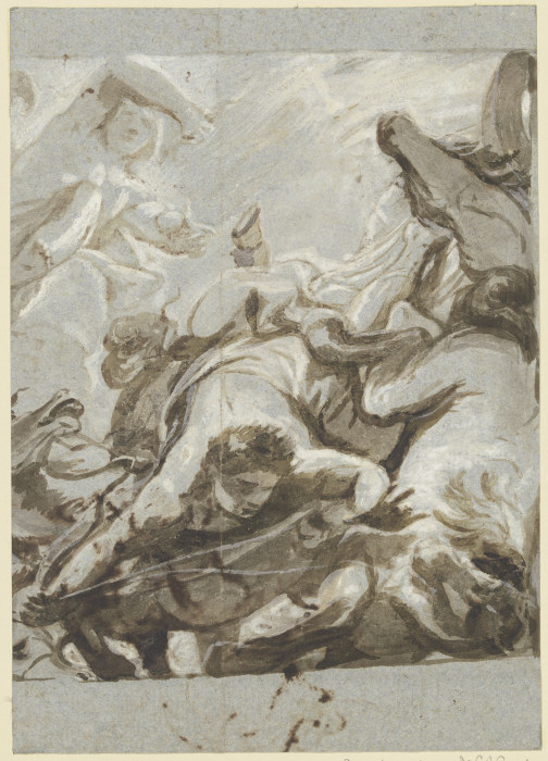 Stürzende Männer und Pferde (Fragment einer Schlacht?) von Georg Melchior Kraus