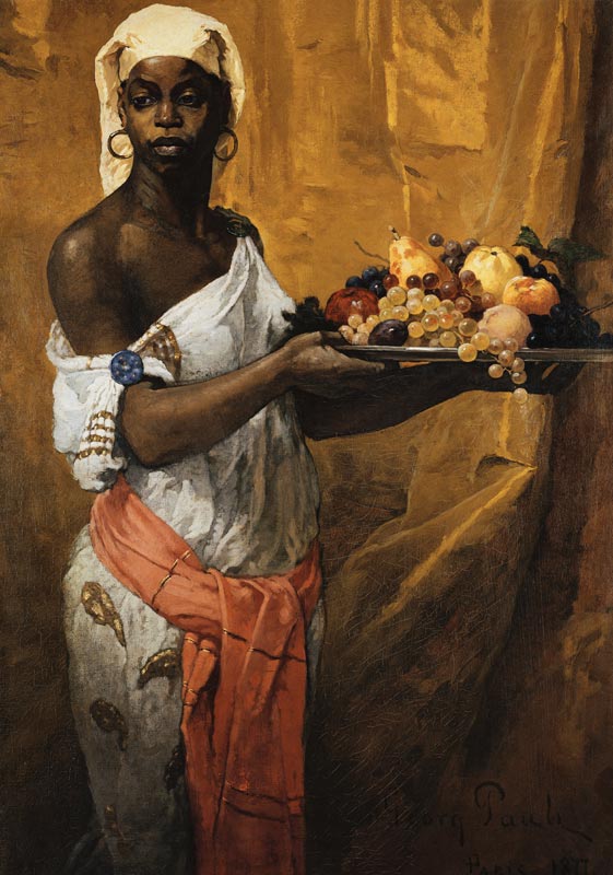 Eine schwarze Dienerin, eine Obstschale haltend von Georg Pauli