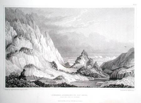 Iceberg adhering to icy reef, with the view to seaward, from 'Narrative of a Journey to the Shores o von George Back
