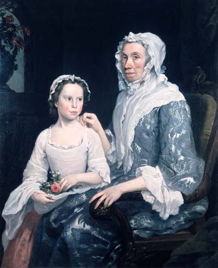 Portrait of an Elderly Lady and a Young Girl von George Beare