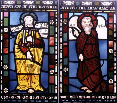 Isaiah and Moses, detail from the Creation Window, 1861 (stained glass) (see 120153) von George Campfield