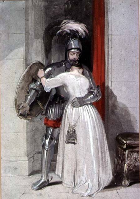 Lady and Knight (watercolour) von George Cattermole