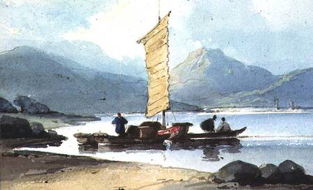 Boat with Yellow Sail, China von George Chinnery