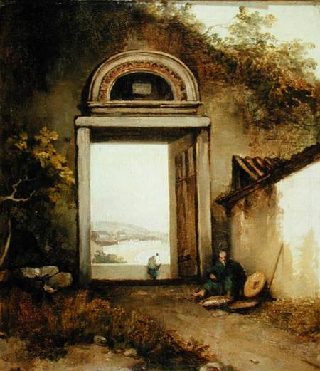 View of Praya Grande, Macao, from a Doorway on Penha Hill von George Chinnery