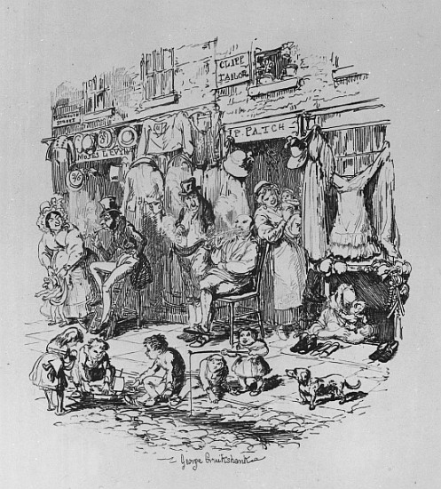 Monmouth Street, illustration from ''Sketches by Boz'' Charles Dickens von George Cruikshank