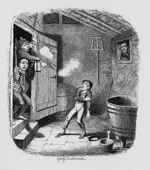 The Burglary, from ''The Adventures of Oliver Twist'' Charles Dickens (1812-70) 1838, published by C von George Cruikshank