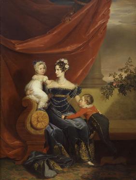 Porträt der Kaiserin Alexandra Fjodorowna (Charlotte von Preußen) mit Kinder 1821