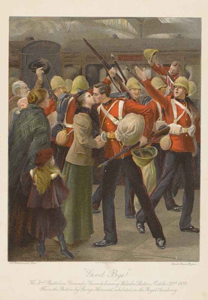 Auf Wiedersehen! Die 3. Bataillon Grenadier Guards Verlassen Waterloo Station von George Harcourt