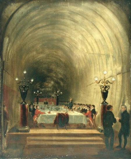 Banquet in Thames Tunnel held on 10th November 1827 to Celebrate the Tunnel's Progress von George Jones