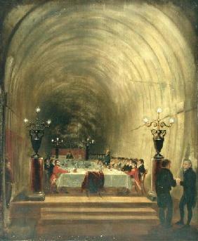 Banquet in Thames Tunnel held on 10th November 1827 to Celebrate the Tunnel's Progress c.1827
