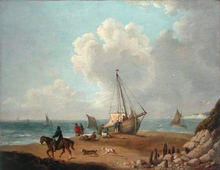 Fisherfolk Unloading their Catch in Freshwater Bay, Isle of Wight von George Morland