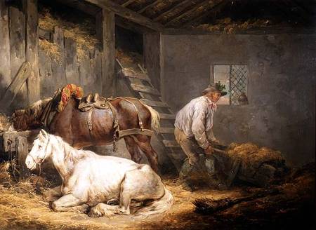 Horses in a stable von George Morland