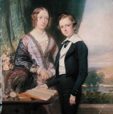 Portrait of an unknown young man standing by his mother von George Richmond