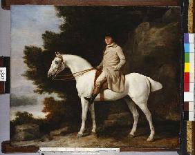 Ein Gentleman auf einem Schimmel in waldiger Landschaft 1781