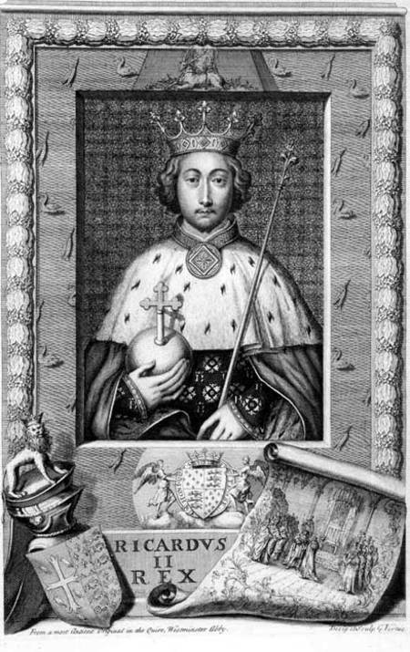 Richard II (1367-1400) King of England 1377-99, after a painting in Westminster Abbey, engraved by t von George Vertue