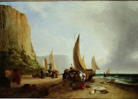 Fishermen unloading their catch