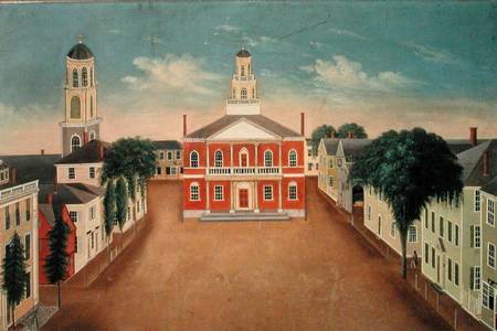 Fireboard depicting a View of Court House Square, Salem von George Washington Felt