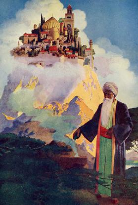 Auf dem Gipfel des Hügels steht einer der köstlichsten Paläste, Illustration aus "Legends of the Alh 1910