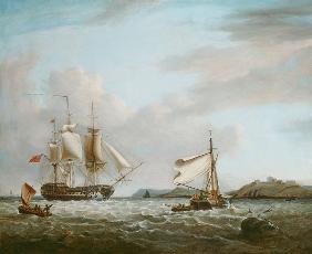 An English Man-of-War off Pendennnis Castle Falmouth 1801