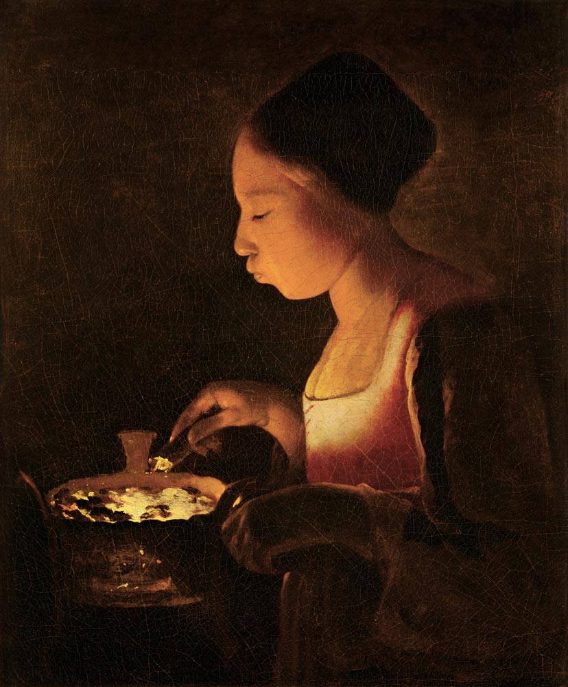 Mädchen mit Kohlebecken (La fillette au brasero) von Georges de La Tour