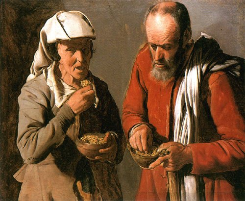 Altes Bauernpaar essend von Georges de La Tour
