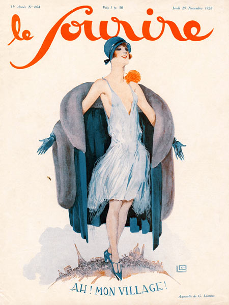 Front Cover of ''Le Sourire'', November 1928 (colour litho)  von Georges Leonnec