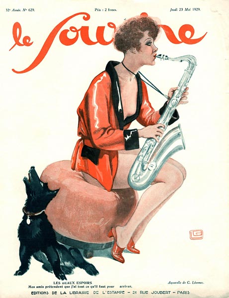 Front cover of ''Le Sourire'', 1929 (colour litho)  von Georges Leonnec