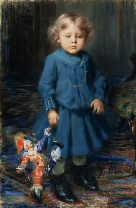 Porträt eines Kindes mit seiner Puppe.