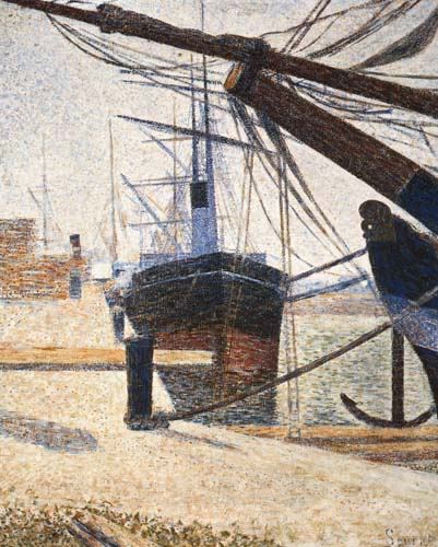 An einem Hafenbecken in Honfleur von Georges Seurat