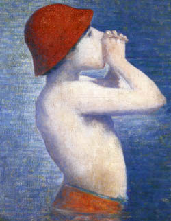 Ausschnitt aus Eine Badestelle bei Asnieres von Georges Seurat