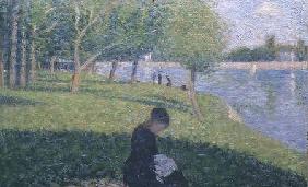The seamstress, or Sunday at the Grande Jatte, study for 'A Sunday Afternoon on the Island of La Gra c.1884-6