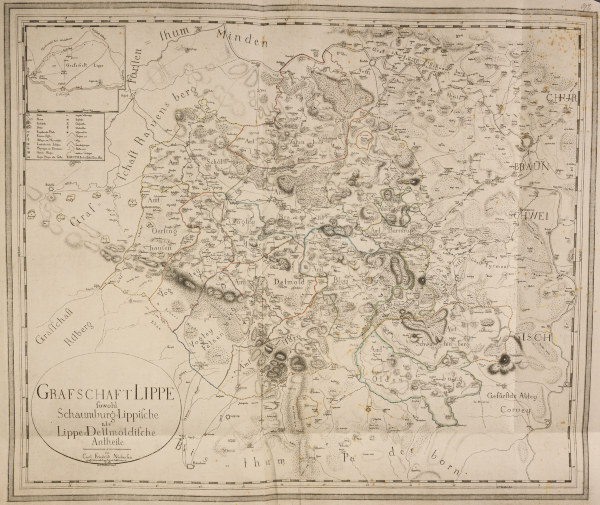 Landkarte von Lippe 1786 von Georg Heinrich Tischbein