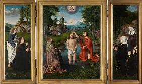 Jean de Trompes Triptych with the Baptism of Christ in the Central Panel, and Patrons