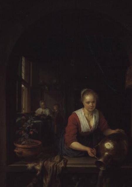 Maid Servant at a Window von Gerard Dou