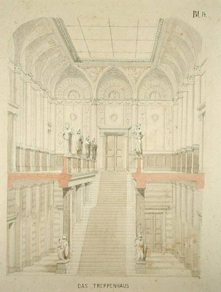 Design for a gallery at the Kunsthalle (pencil & w/c on paper) von German School