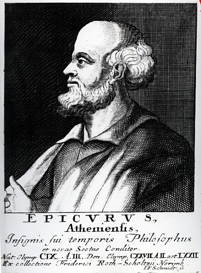 Epicurus; engraved by Johann Fredrich Schmidt von German School