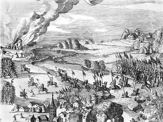 General view of the battle of Muhlberg, detail, 24th April 1547  (see also 217805 to 217810) von German School